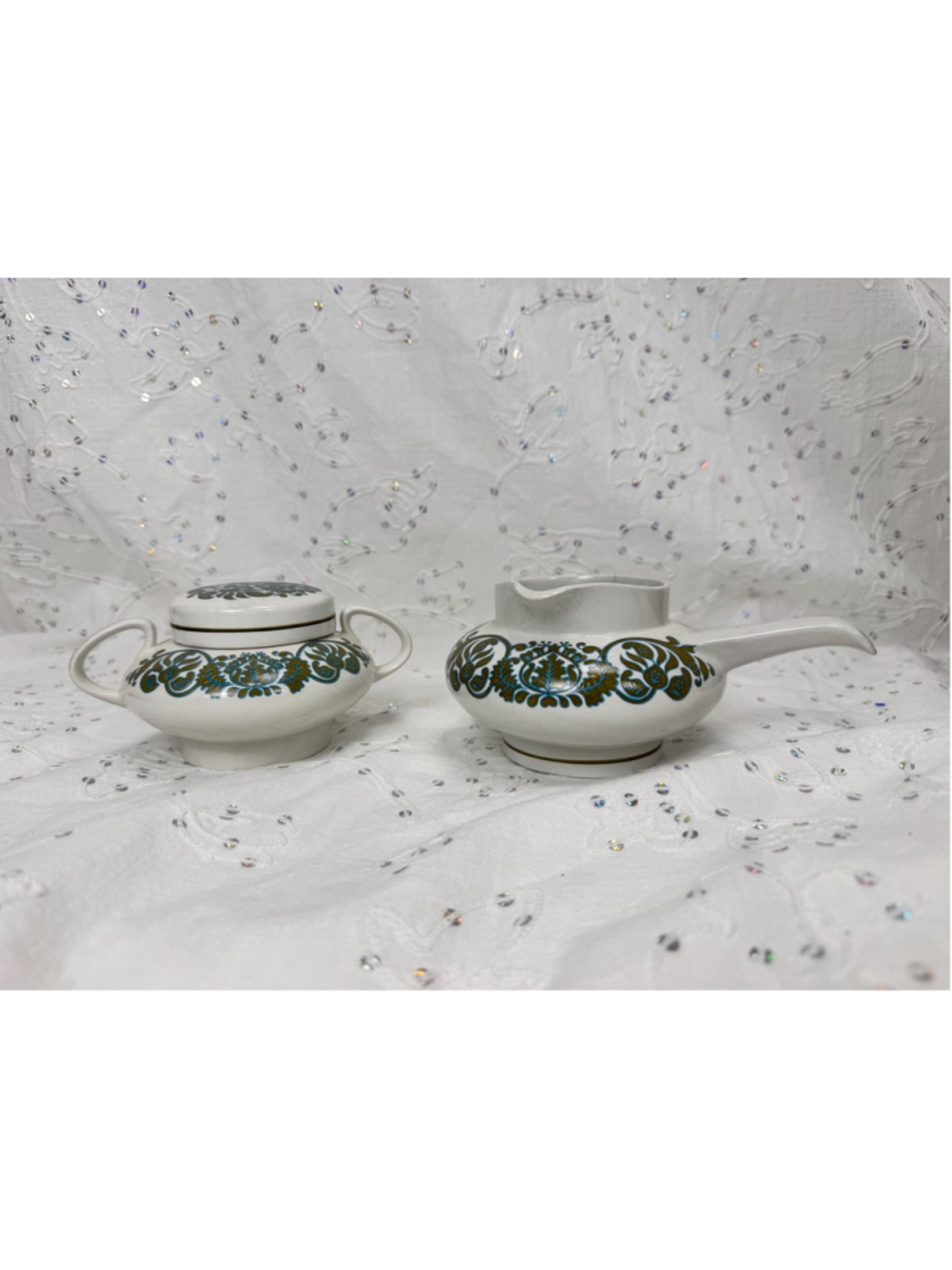 Vintage Ridgway Ironstone Martinique Cream & Sugar Set | Mid Century English Pot